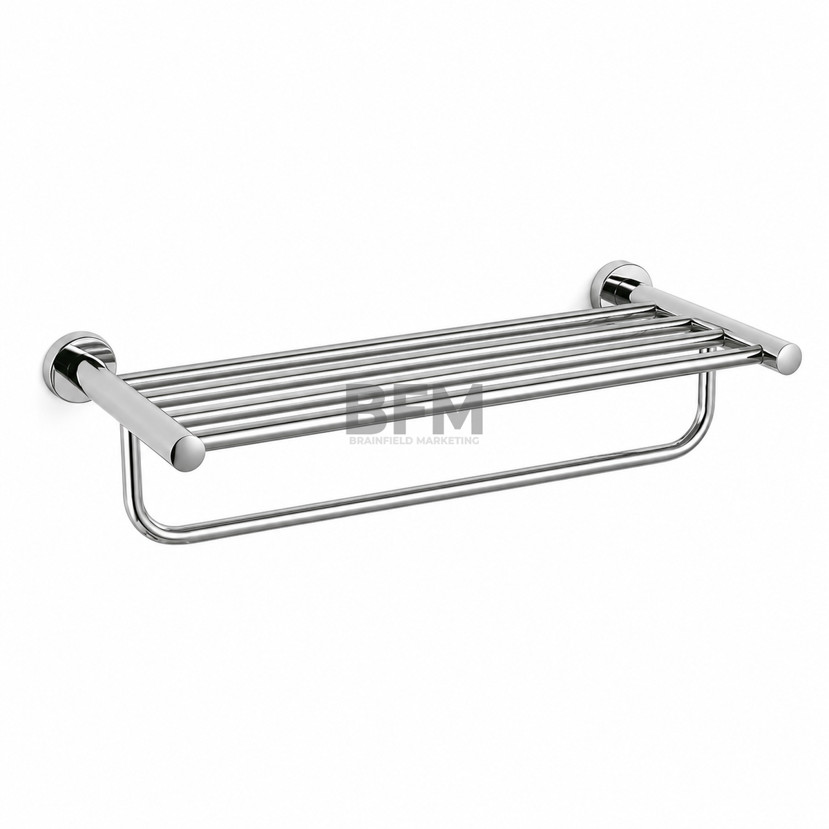 Stainless Steel Wall-Mounted Towel Rack with Shelf and Hanging Bar