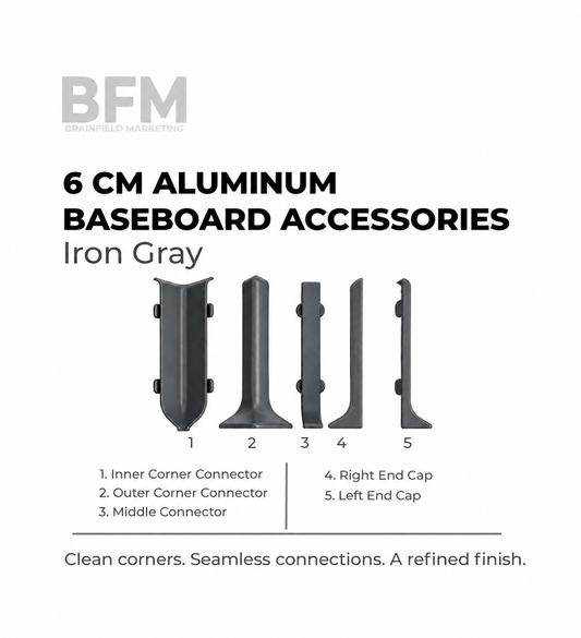 6 cm Aluminum Baseboard Accessories – Iron Gray