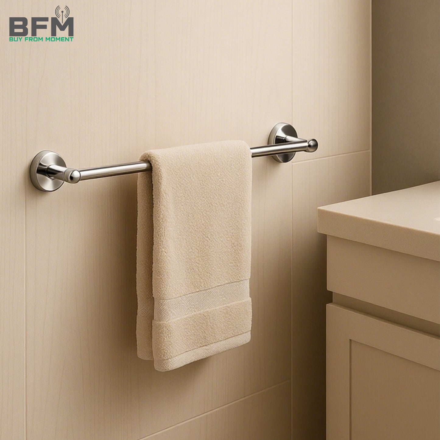 Stainless Steel Wall-Mounted Towel Rack with Shelf and Hanging Bar