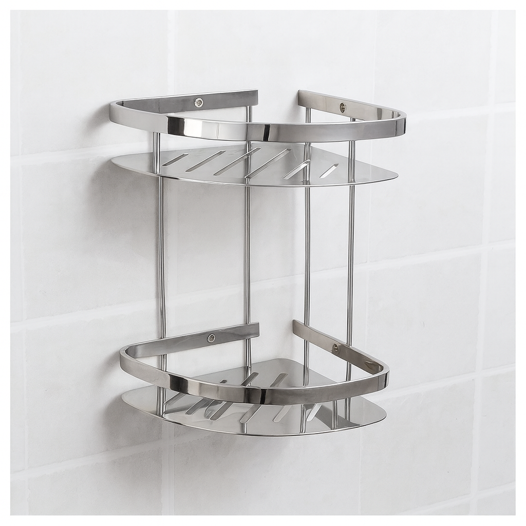 Stainless Steel Wall-Mounted Bathroom Storage Shelf for Shower and Toiletries