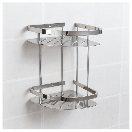 Stainless Steel Wall-Mounted Bathroom Storage Shelf for Shower and Toiletries