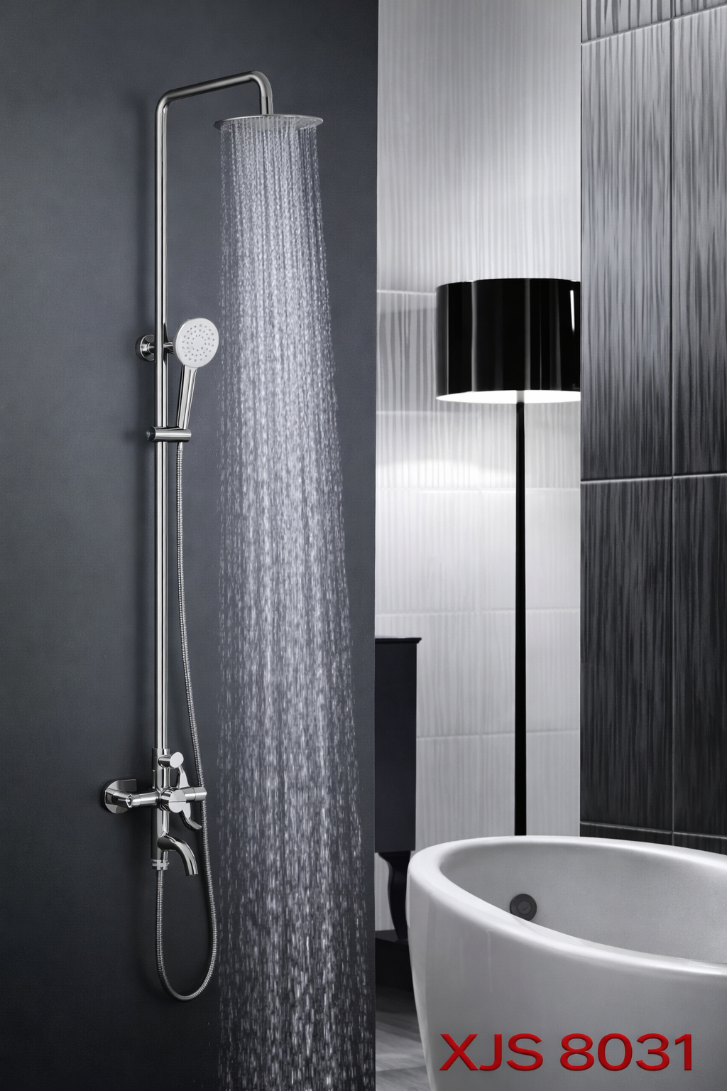 Stainless Steel Bathroom Shower Set with Handheld Shower and Wall Mount